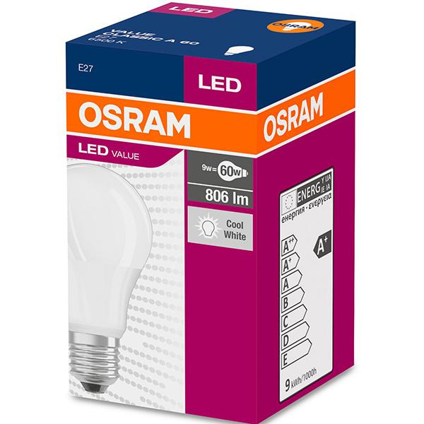 BEC LED Osram, soclu E27, putere 8.5W, forma clasic, lumina alb rece, alimentare 220 - 240 V, "000004052899326873"