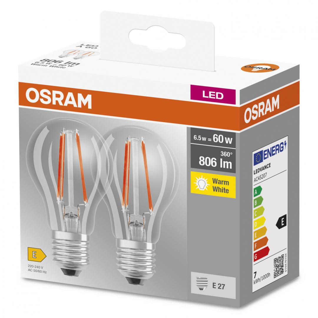 BASECLA60 6,5W/827 230V FIL E27 FS2OSRAM "000004099854064098"