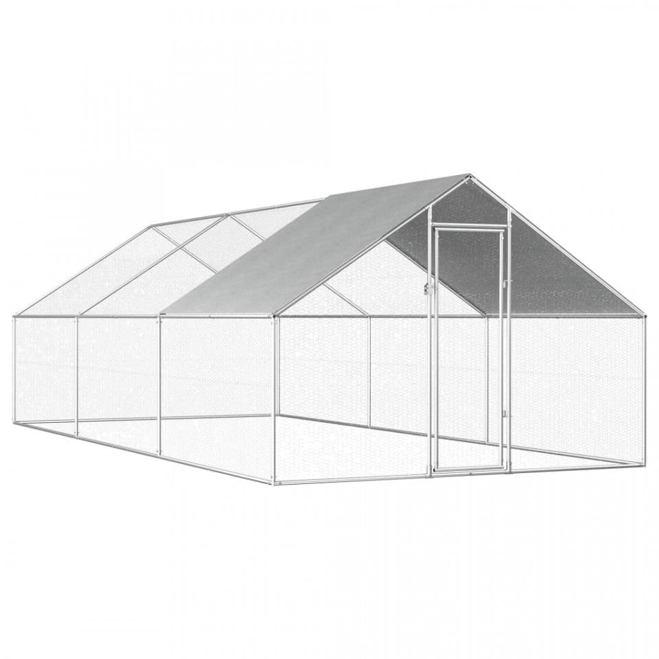 Cotet tarc pentru pasari, din otel galvanizat, cu plasa, 450x300x195cm