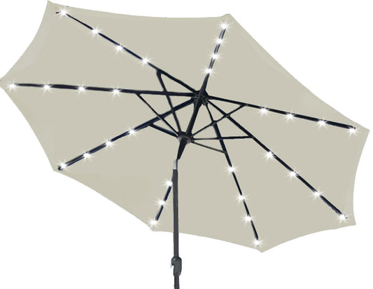 Umbrela terasa gradina, cu inclinare si husa, iluminare LED solara, 300cm, Bej - 2