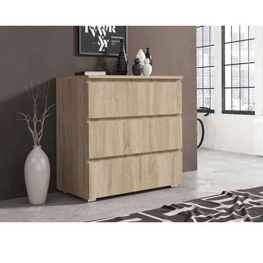 Comoda cu 3 sertare NEO 80, 80x40x80 cm, finisaj stejar mat - 2