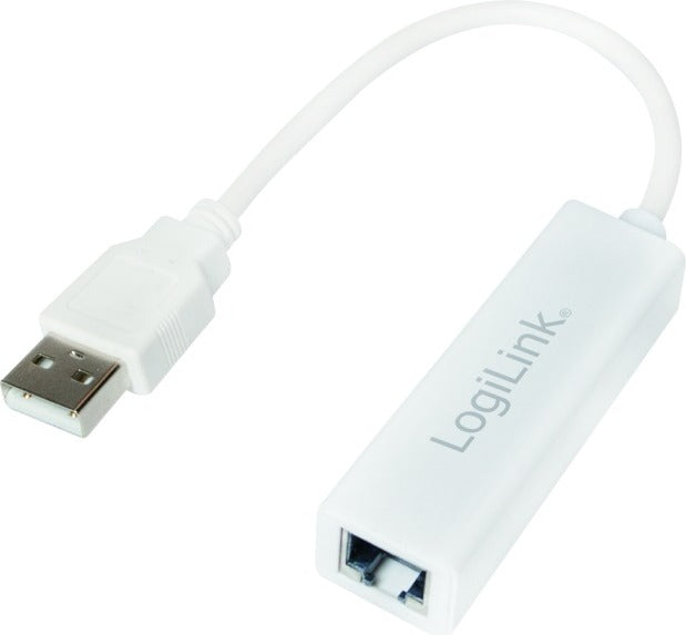 CABLU USB LOGILINK adaptor, USB 2.0 (T) la RJ45 (M), 10cm, 10/100 Mbit/s, alb, "UA0144B"