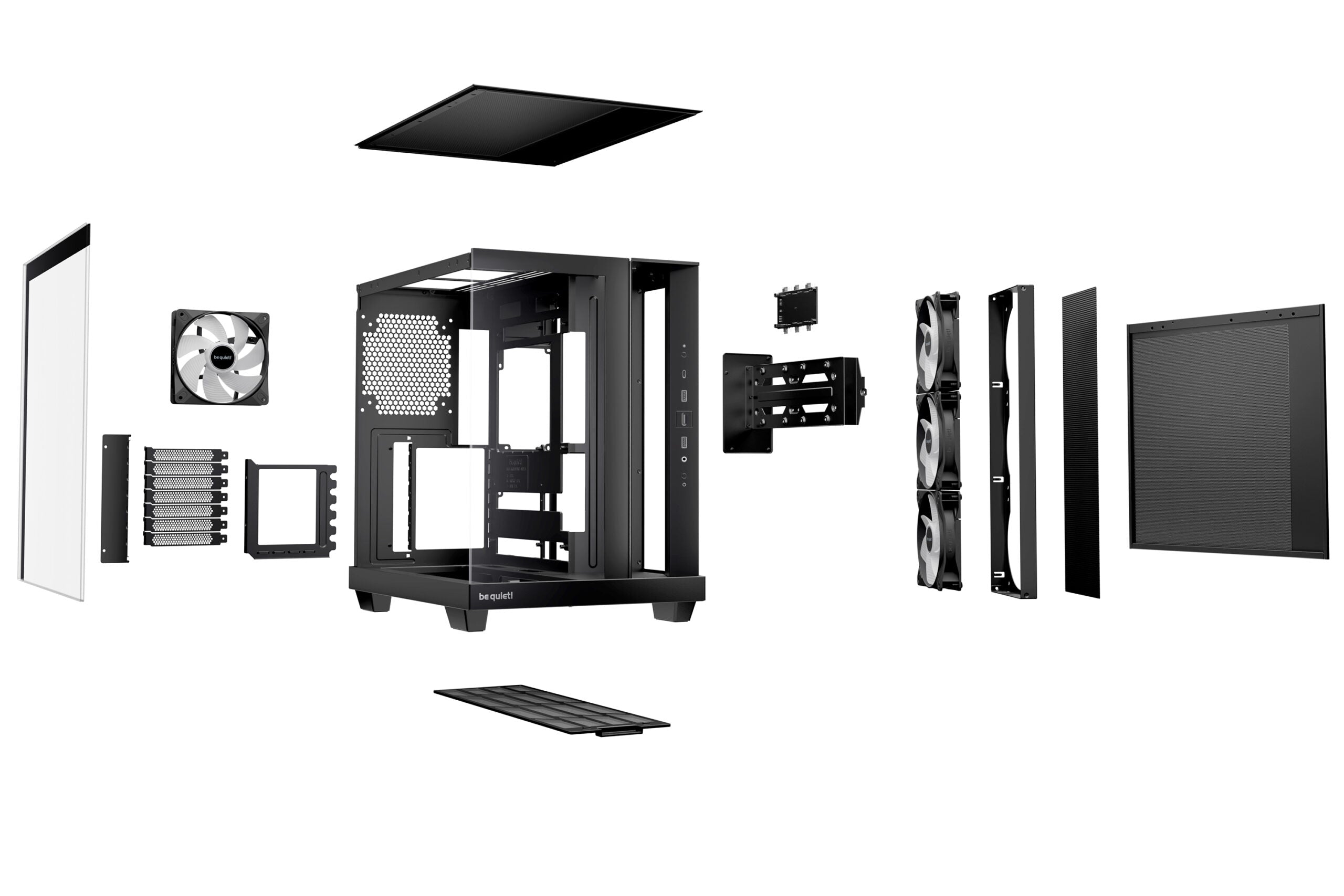 CARCASA be quiet "Light Base 500 LX Black", middle tower, gaming, fara sursa, suporta 10xfan, 4xfan inclus, , USB Type-C x 1, USBx2, audio+mic, 7 sloturi expansiune, negru, "BGW85"
