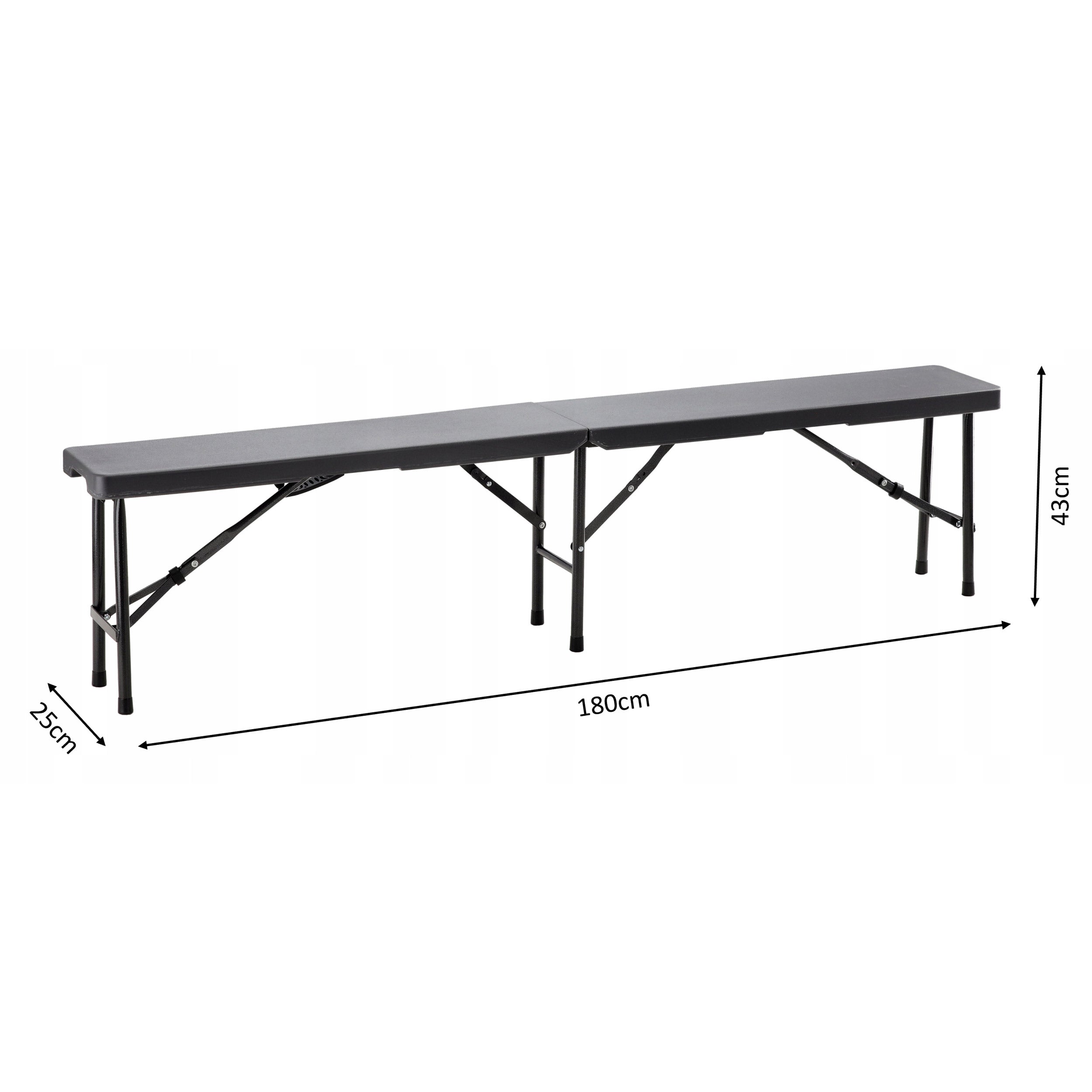 Banca pliabila pentru gradina sau catering, HDPDE, 180x25x43cm, negru