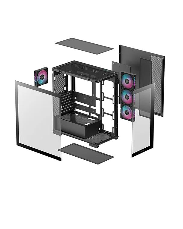 CARCASA gaming "CG580 4F V2", middle tower, ATX, fara sursa, sticla securizata, suporta 8xfan, inclus 4xfanx120mm, ARGB, negru, PSU shroud,7 sloturi expansiune, USB-C x 1, USB 3.0 x 2, audio+mic, "R-CG580-BKADA4-G-2"