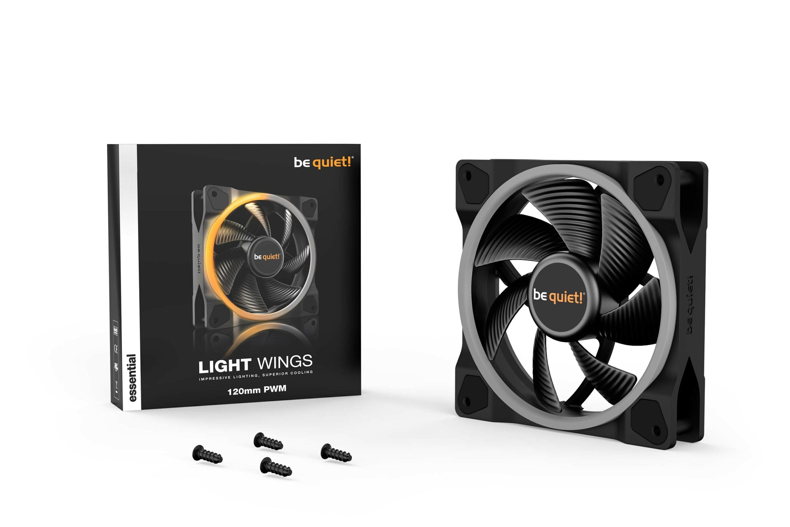 Ventilator be quiet! "LIGHT WINGS"120mm 1700 rpm, Rifle bearing, 4-pin PWM, ARGB LED, "BL072"