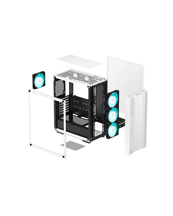 CARCASA DeepCool "CC560 MESH V2", middle tower, gaming, fara sursa, suporta 8xfan, 4xfan inclus, , USB 3.2 gen1 x 2, audio, 7 sloturi expansiune, alb, "R-CC560-WHAMA4-G-2"