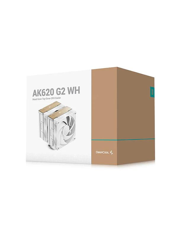 COOLER DeepCool "AK620 G2 WH" skt. Intel si AMD, racire cu aer, vent. 2 x 120mm, 2000 rpm, 6 heatpipes, inaltime 159mm, top cover lemn, alb,"R-AK620G2-WHNNMN-GJD"