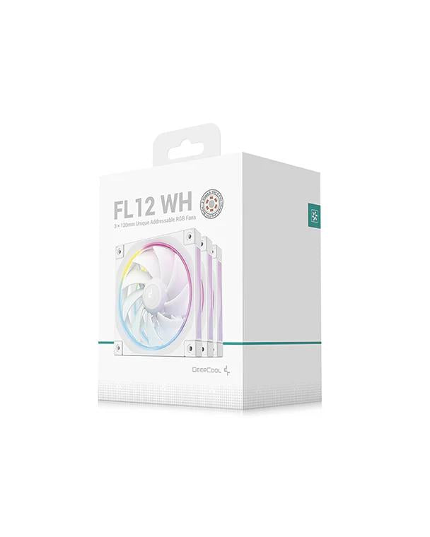 Set 3 ventilatoare DeepCool "FL12R WH 3IN1", 120mm, 500-2150 RPM, FDB, 55 cfm, , 4pin PWM, alb, "R-FL12R-WHAPN3-G" - 6933412785149