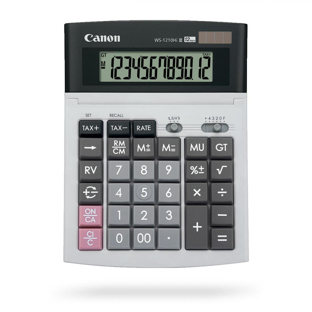 Calculator de birou CANON, WS-1210THB, ecran 12 digiti, alimentare solara si baterie, display LCD, functie business, tax si conversie moneda, GRI, "0694B001AC"