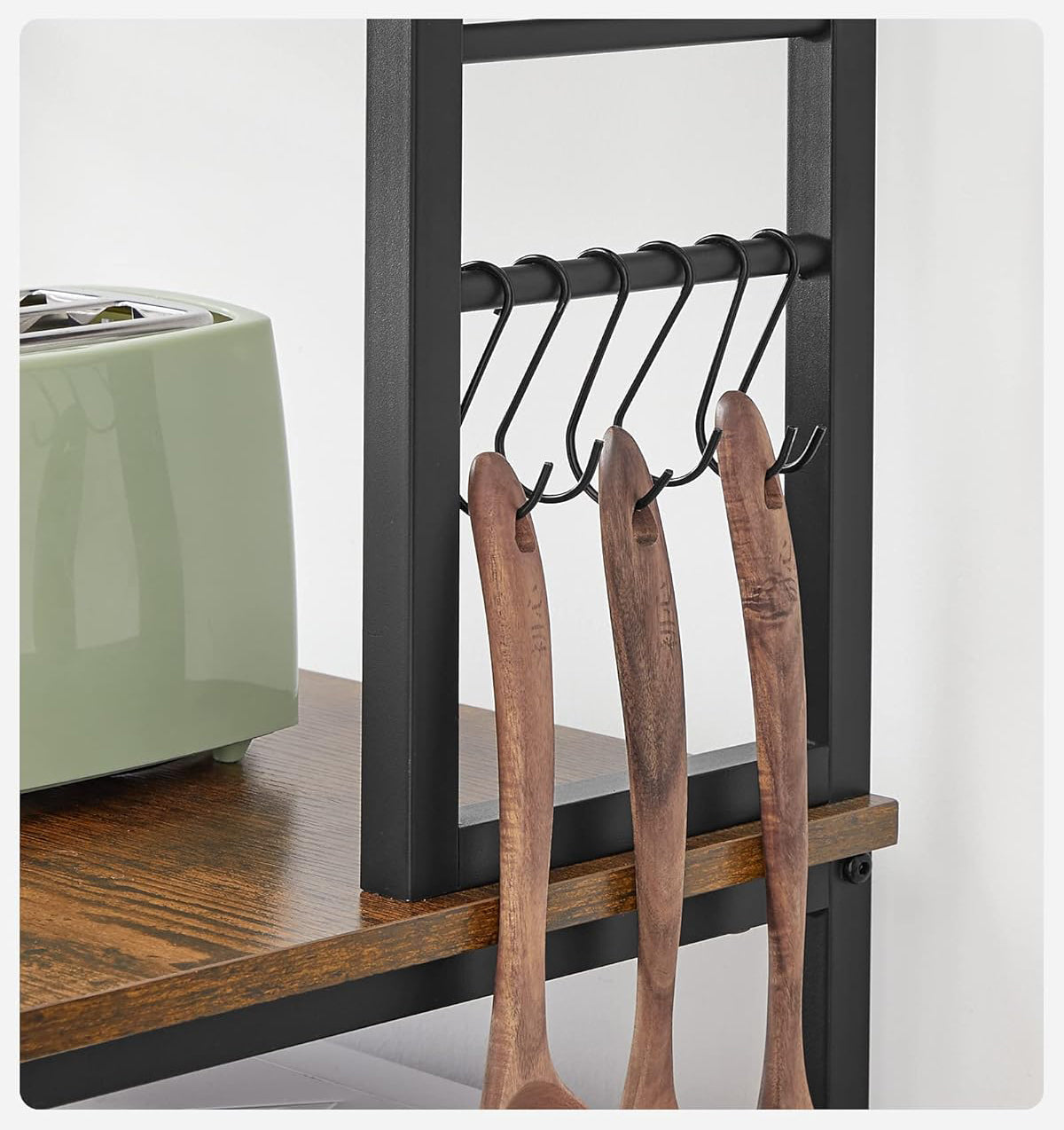 VASAGLE Raft de bucatarie, spatiu cuptor cu microunde, 6 rafturi, 40x60x167cm, maro rustic si negru - 9