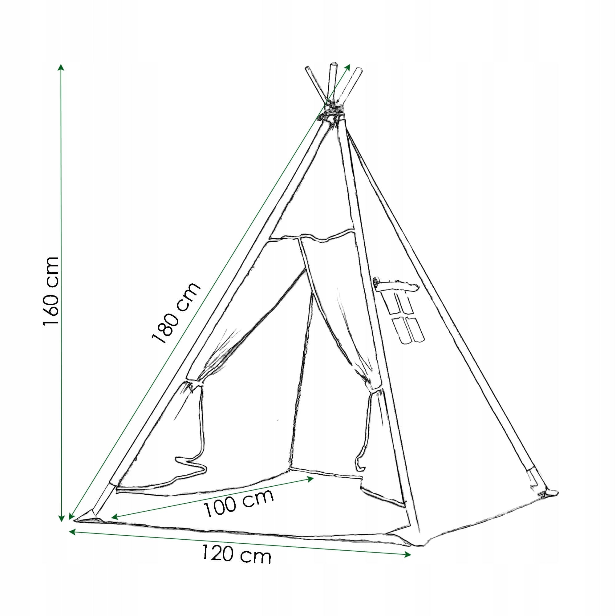 Cort copii Sersimo stil indian Teepee Tent cu fereastra, covoras gros si 2 perne, alb gri