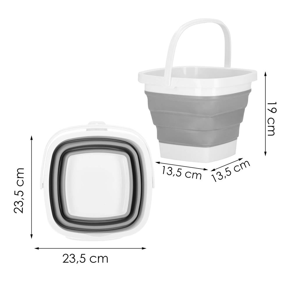 Lighean pliabil, patrat, din plastic si silicon, 24x19cm, 5litri, gri
