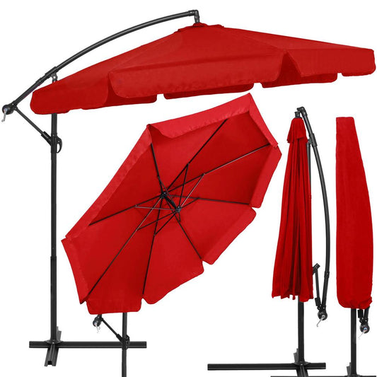 Umbrela de gradina cu brat lateral banana, cu husa, 300cm, rosu - 2