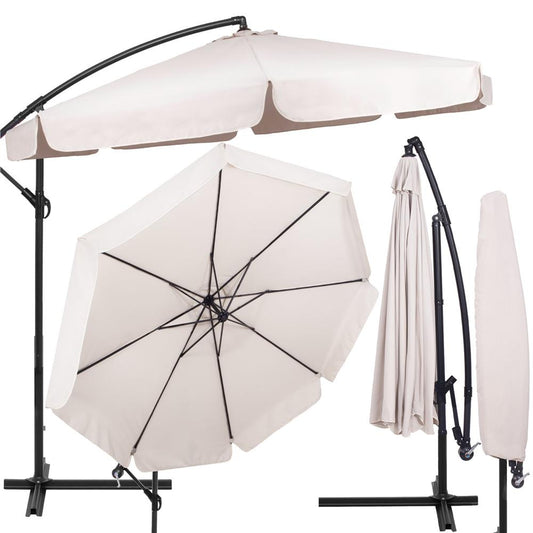 Umbrela de gradina cu brat lateral banana, cu husa, 300cm, bej - 2