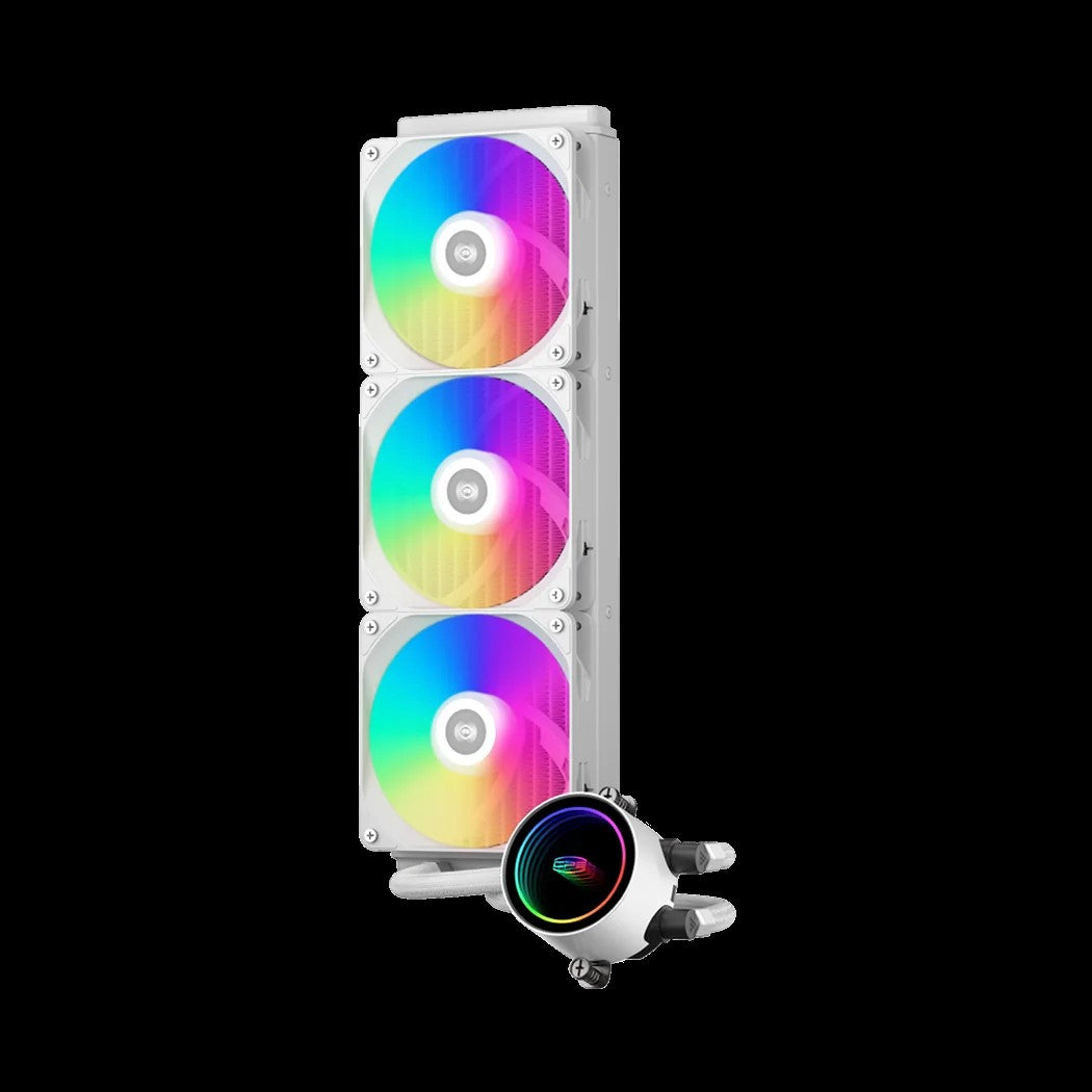 COOLER PCCooler "DA360 ARGB", skt. Intel si AMD, racire cu lichid, 3 x 120mm, 400 - 1800 RPM, iluminare RGB adresabil, afisaj LCD, alb "DA360 ARGB WH"