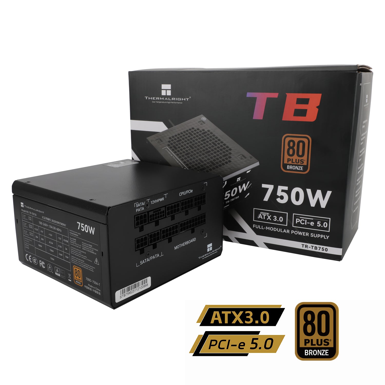 SURSA Thermalright "TB750", 750W, certificare 80Plus Bronze , full modular, DC to DC, fan 120mm, negru, "TR-TB750"