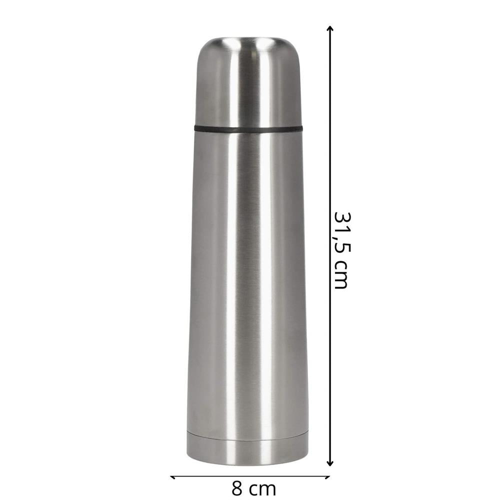 Cana termos cu pahar, perete din inox dublu izolat, 1000ml, 32cm, argintiu