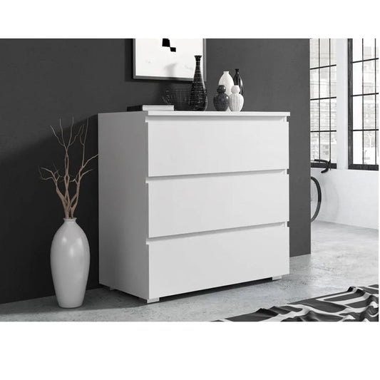 Comoda cu 3 sertare NEO 80, 80x40x80 cm, finisaj alb mat - 2