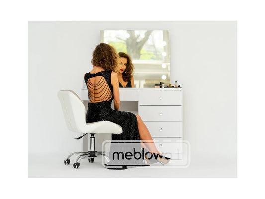 Masa de toaleta si machiaj Cristal Full cu oglinda LED si 5 sertare, 110x47x77 cm, alb - 2