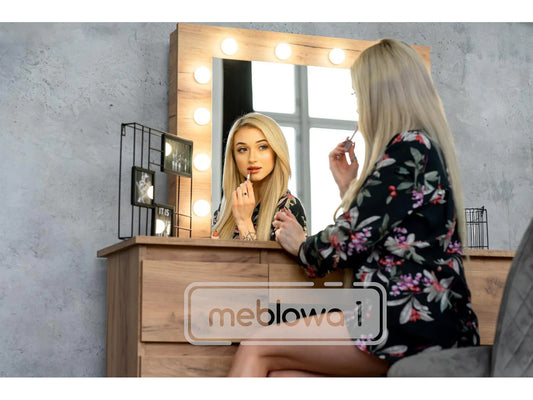 Masa de toaleta si machiaj cu oglinda LED si 7 sertare, 120x43x140 cm, craft - 2