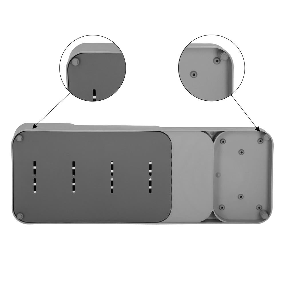 Organizator cutite pentru sertar, 9 compartimente, 40x14cm, gri