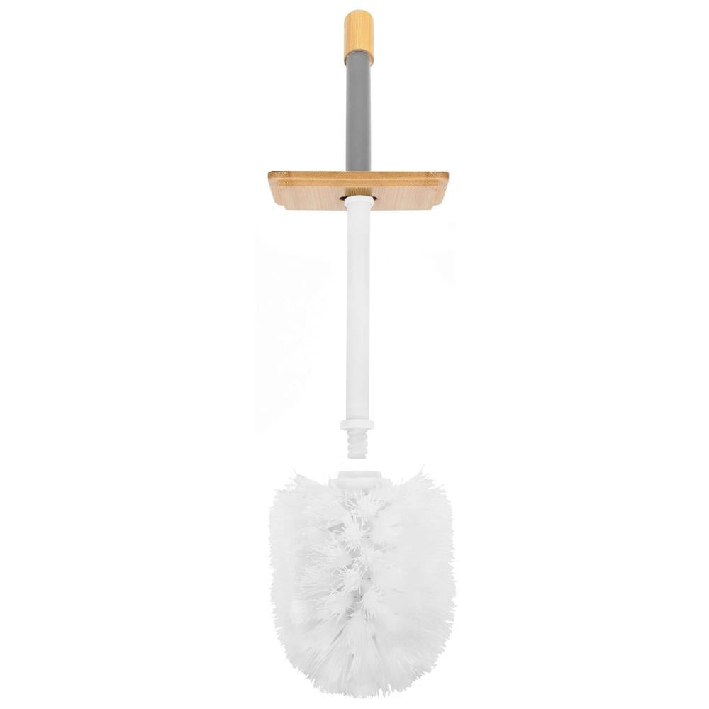Stand cu perie WC si suport hartie igienica, metal, 79cm, gri