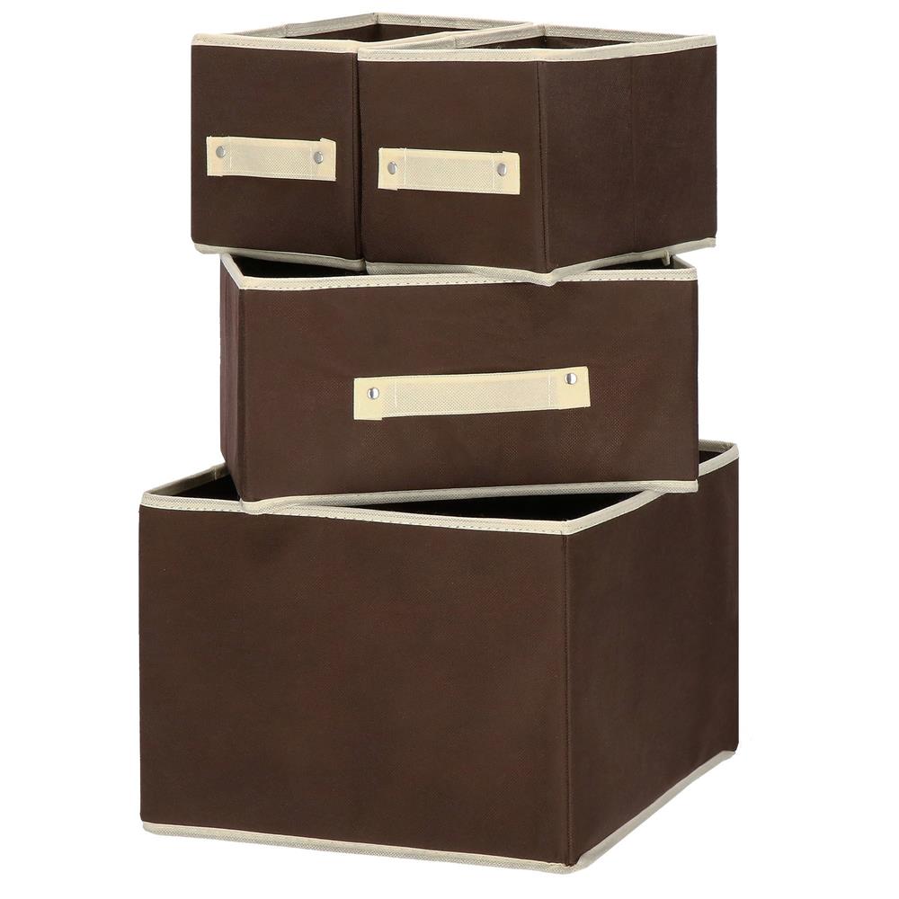 Organizator dulap tip lada cu 3 sertare, Sersimo, textil, maro si bej