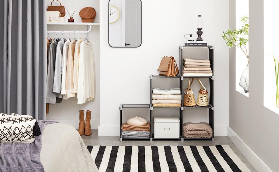 SONGMICS Organizator modular textil, multifunctional, pentru depozitare, negru - 10