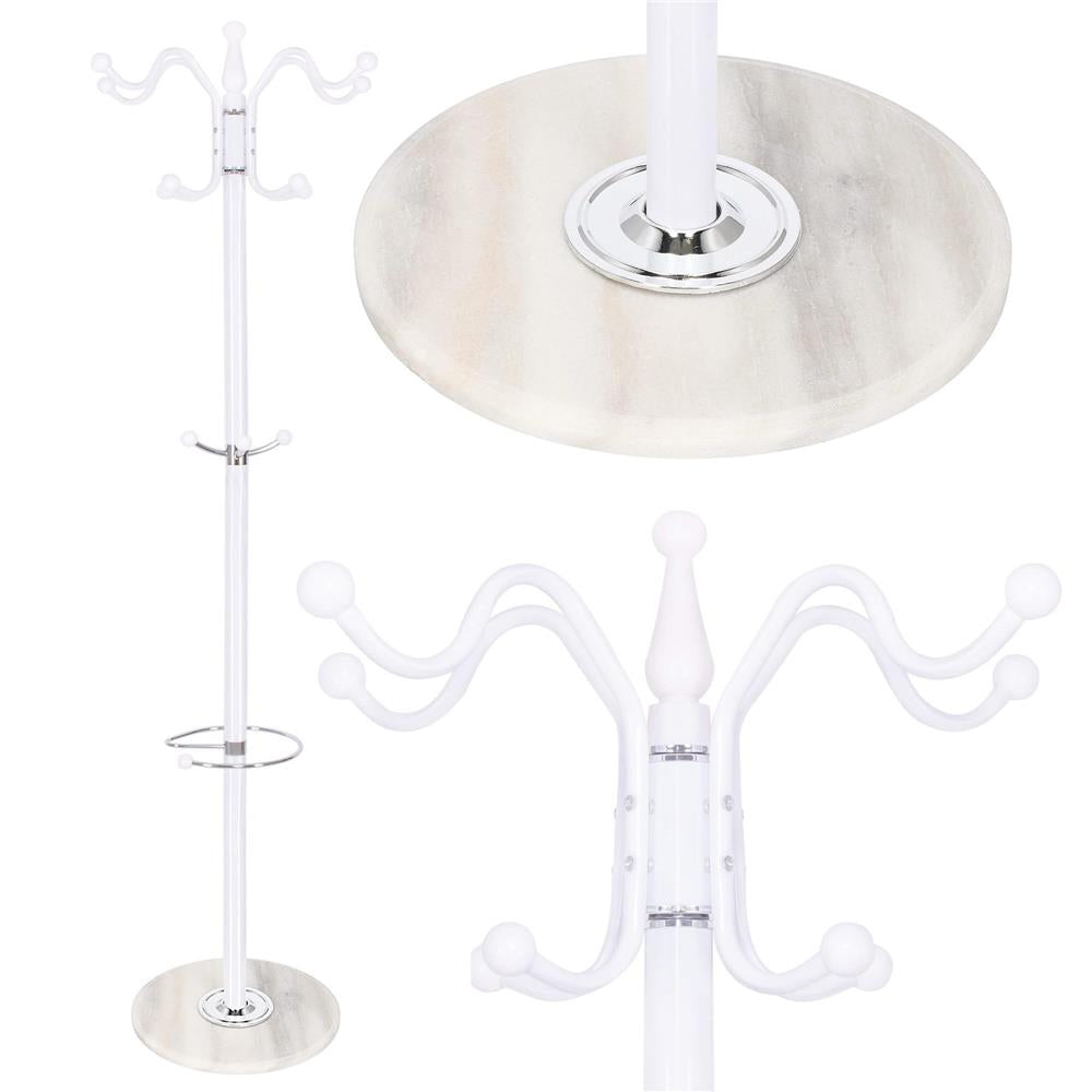 Cuier tip pom din metal Sersimo, 12 agatatoare, 174cm, alb