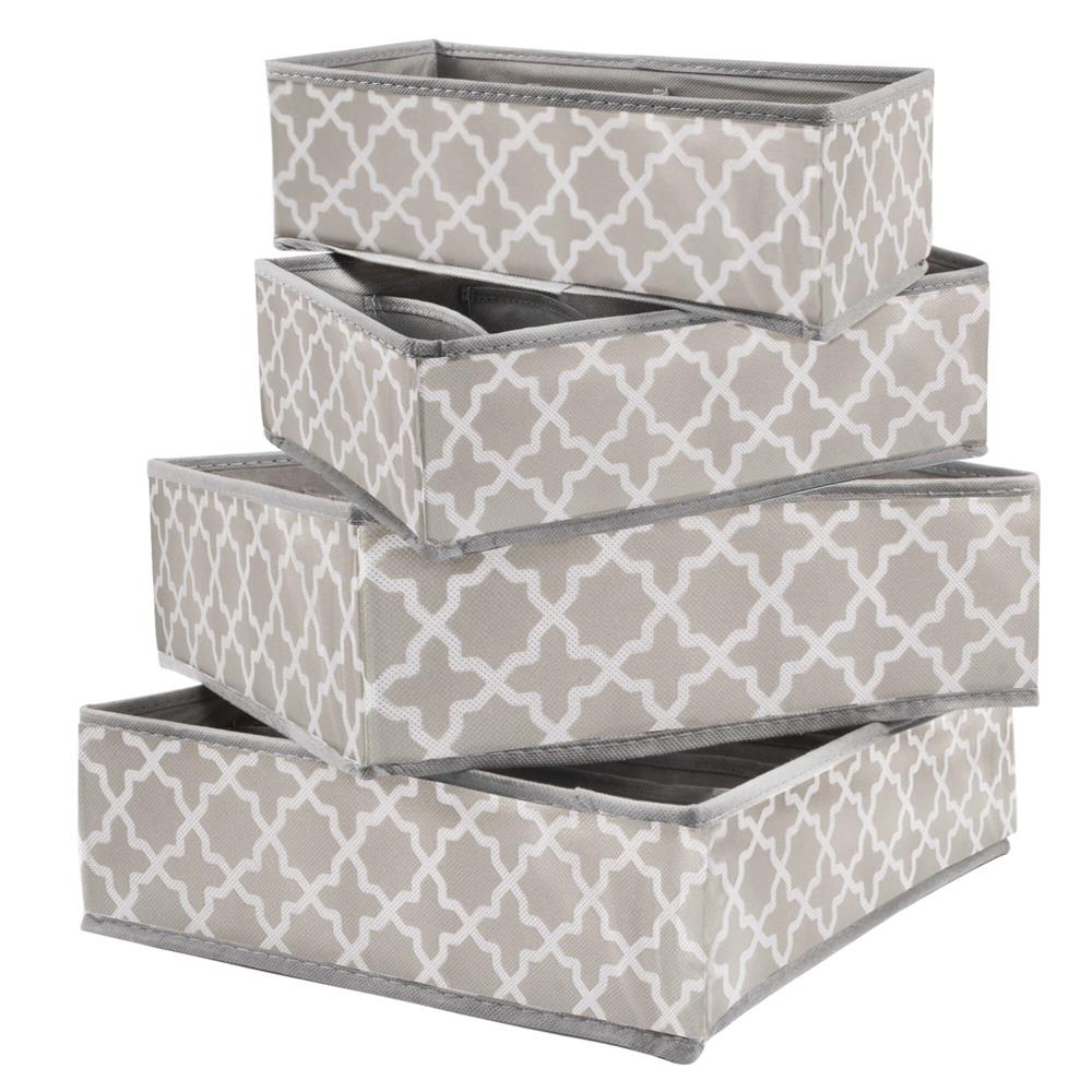 Set 4 organizatoare Sersimo sertar pentru sosete/lenjerie, gri crem