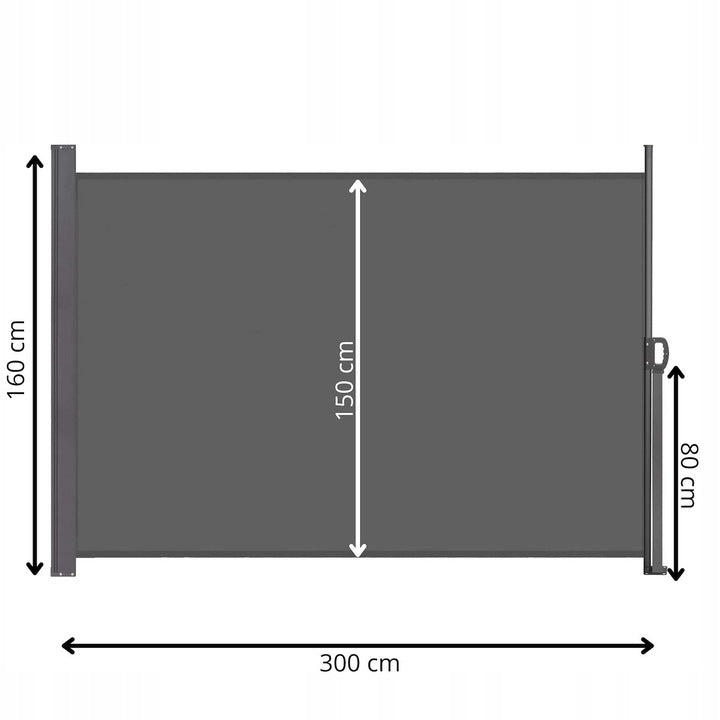 Paravan lateral pentru intimitate, extensibil, sistem fixare inclus, 160x300cm, gri inchis - 10