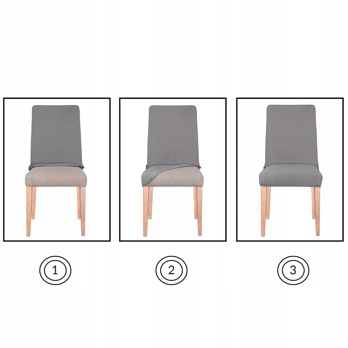 Set 4 huse universale pentru scaun, marime universala, poliester si spandex, 45 cm x 60 cm, carouri, gri inchis