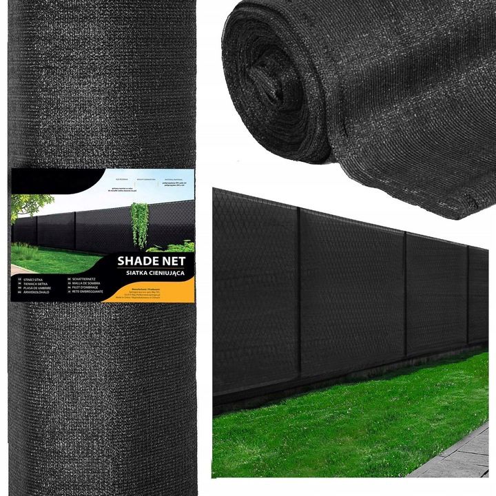 Plasa umbrire si intimitate pentru gard, 1.5m latime, 25m lungime, 140g densitate, negru
