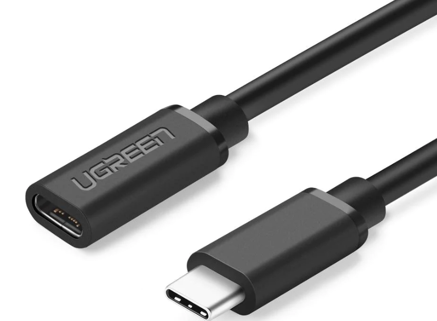 CABLU USB Type-C Ugreen prelungitor, "US353" USB Type-C (T) la USB Type-C (M), 1m, negru, "10387" - 6957303813872