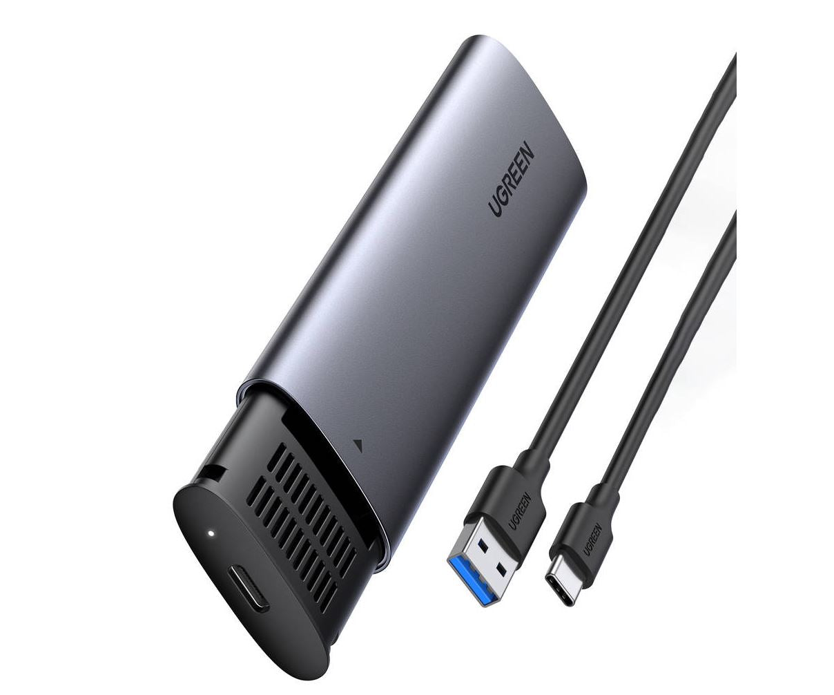 RACK extern Ugreen, "CM400" pt SSD M.2 NGFF SATA compatibile cu form factor 2280/2260/2242/2230,cablu inclus de 50 cm USB Type-C la USB,5Gbps,Al,gri "10903" - 6957303819034