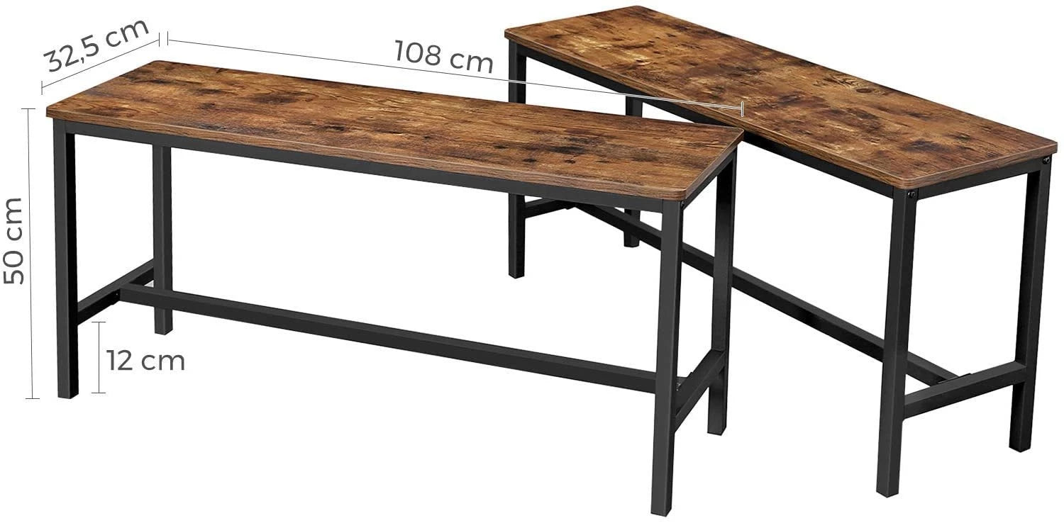 VASAGLE Set 2 banci de interior, pentru masa bucatarie, stil industrial, 108x33x50cm, maro rustic