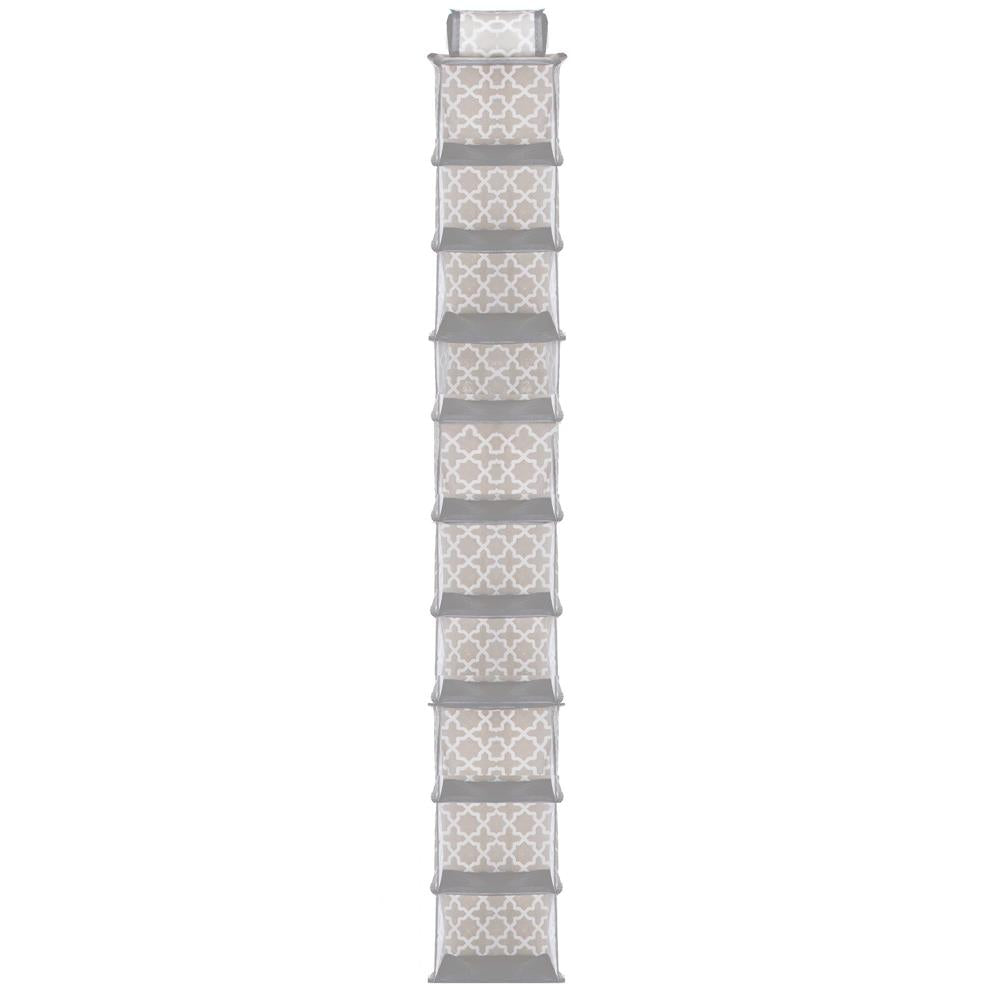 Organizator dulap Sersimo, 10 compartimente, textil, 120cm, gri bej
