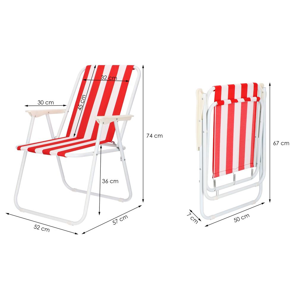 Scaun de plaja Sersimo GC052, pliabil, 100kg, 52x74cm, alb rosu