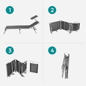 SONGMICS Sezlong pliabil, cu parasolar, spatar reglabil in 5 pozitii, maxim 150kg, 193x55x31cm, gri