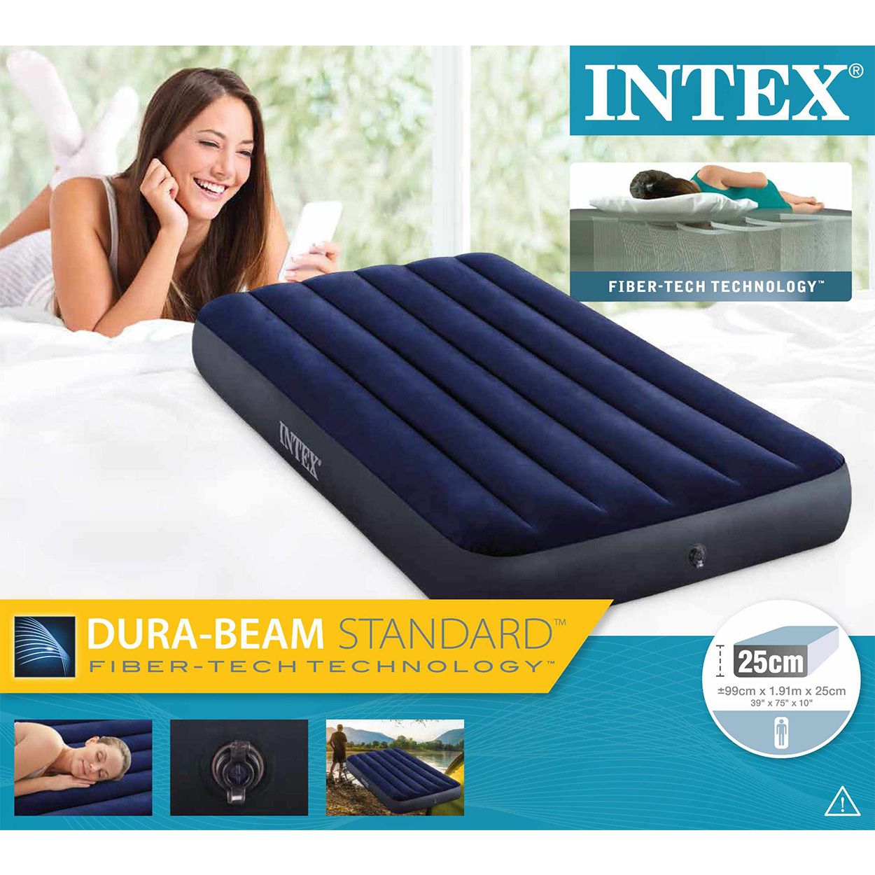 Saltea gonflabila Intex Twin Dura Beam, 191x99x25 cm