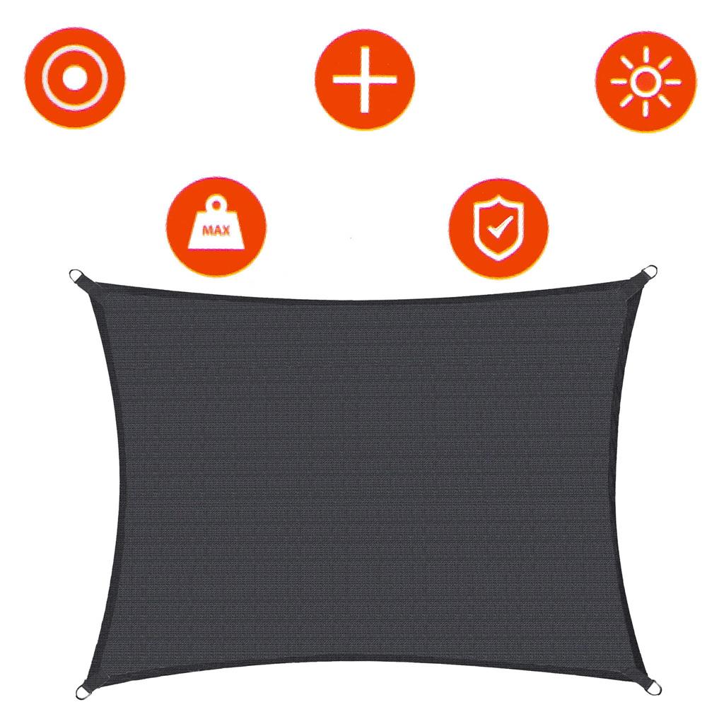 Copertina prelata de soare, dreptunghiulara, impermeabila cu protectie UV, 4x3m, gri inchis - 11