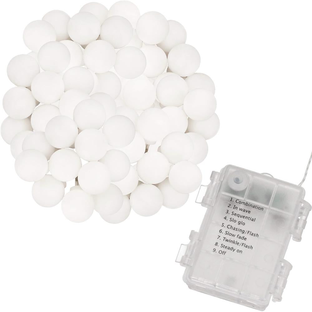 Instalatie bile luminoase pentru gradina, 7,5 metri, 50 LED-uri, cu baterii, multicolor