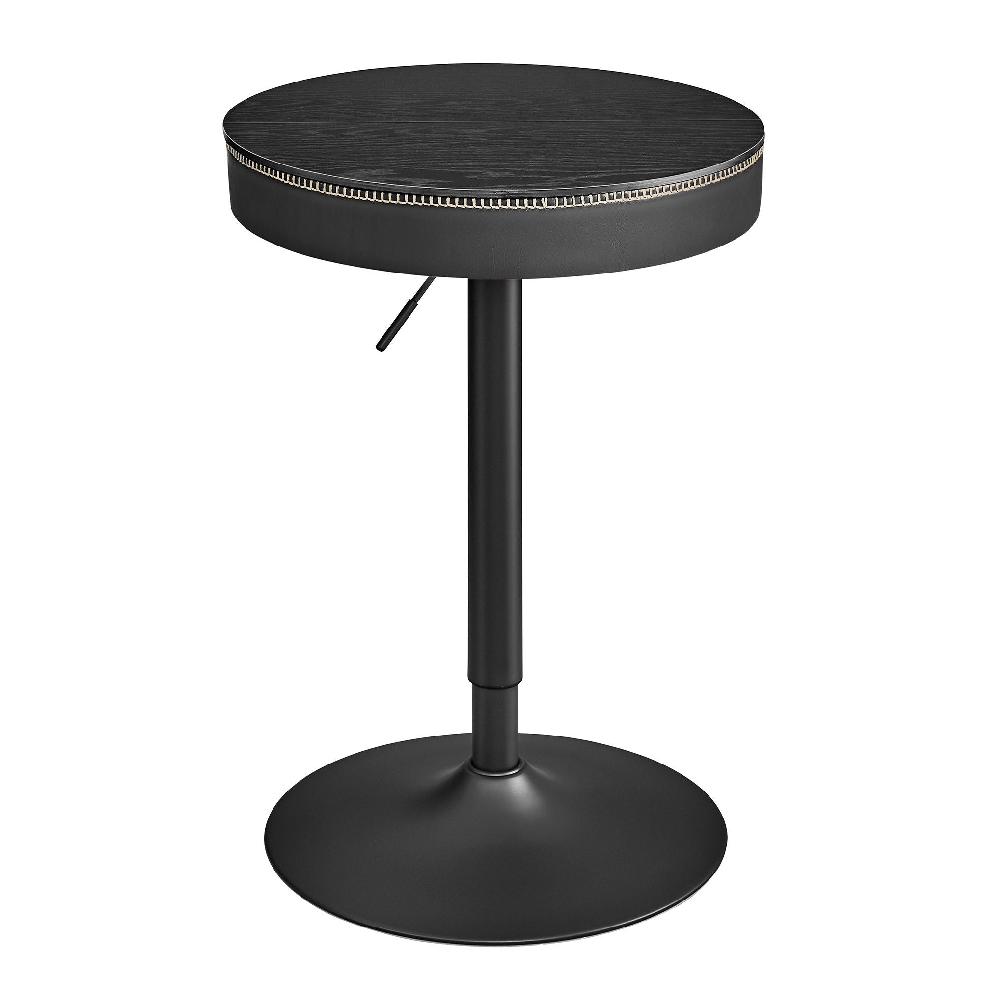 VASAGLE Masa de bar neagra, 59x59x(83-105) cm – inaltime reglabila, compartiment de depozitare