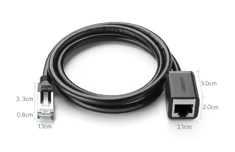 PATCH CORD F/UTP prelungitor Ugreen Cat6, "NW112", fire din cupru, RJ-45 (T) la RJ-45 (M), viteza maxima 1 Gbps, 2m, negru "11281" - 6957303882816