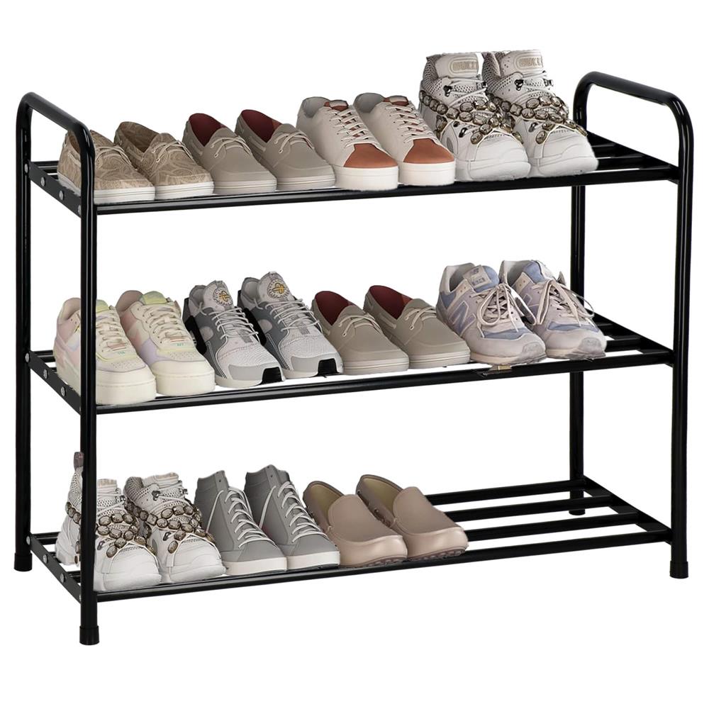 Pantofar metalic, 3 nivele, 62x26x66cm, negru
