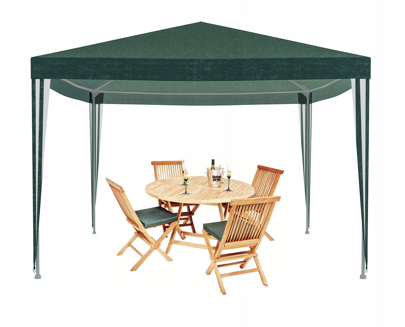 Cort pavilion de gradina, 300x300 cm, impermeabil cu rezistenta UV, verde