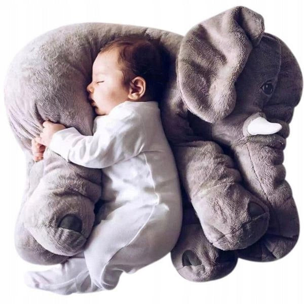 Jucarie plus elefant, tip perna, lavabila, umplutura hipoalergenica, pentru copii si adulti, 70 cm, gri