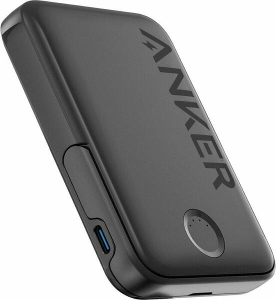POWER BANK Anker "321 MagGo" 5.000 mAh, 7.5W PD si Power IQ 3.0, 1 x USB-C, suport integrat, 125 g, negru, "A1618G11" - 0194644145446