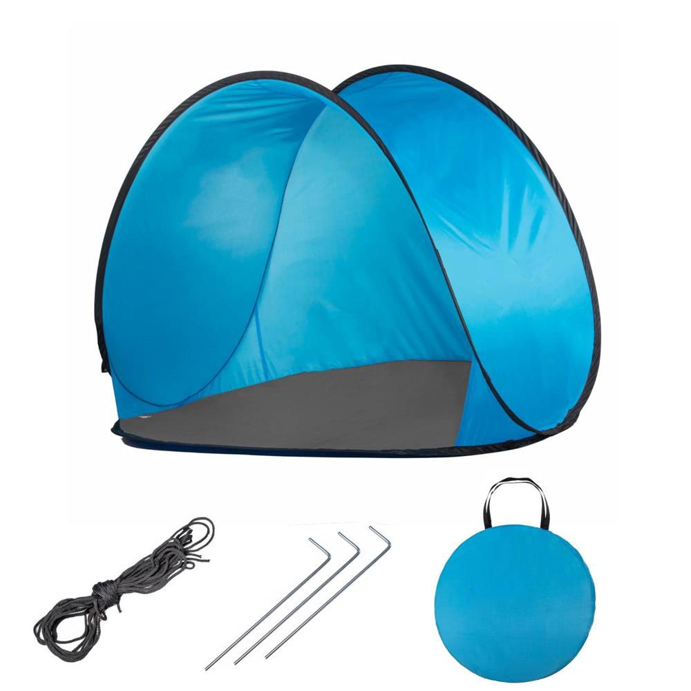Cort plaja si picnic semi-deschis Sersimo, protectie UV, 150x90x90cm, albastru gri